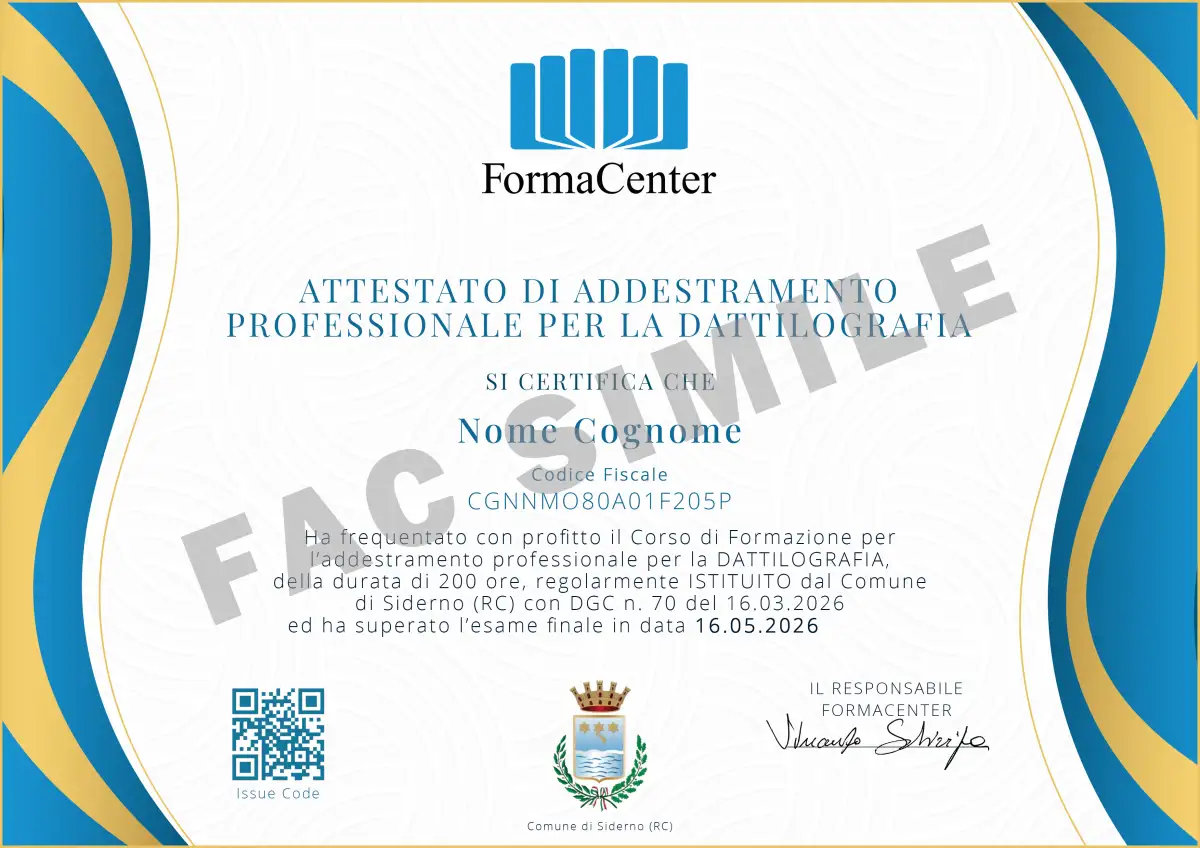 Fac Simile Dattilografia Formacenter